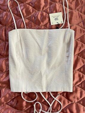 Zara White Purple Square Neck Strappy Cami